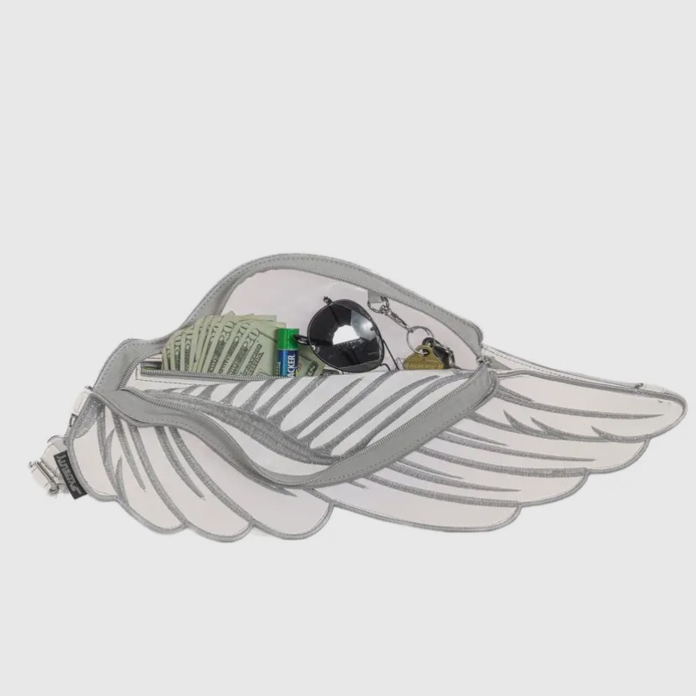 FYDELITY Quiver Holographic Angel Wing Sling Bag Purse Clutch Reflective Silver - Picture 10 of 13